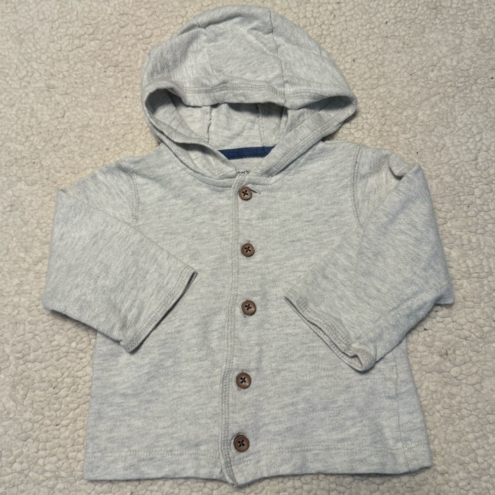 Carter’s hooded heather gray button down hoodie 12 months
